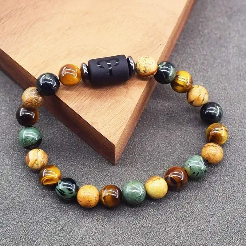 Twelve Zodiac Bracelets,Natural Stone Bead Bracelets,Stone Bead Bracelet for Men Women Constellation Elastic Charm Bracelet (virgo) - Image 5